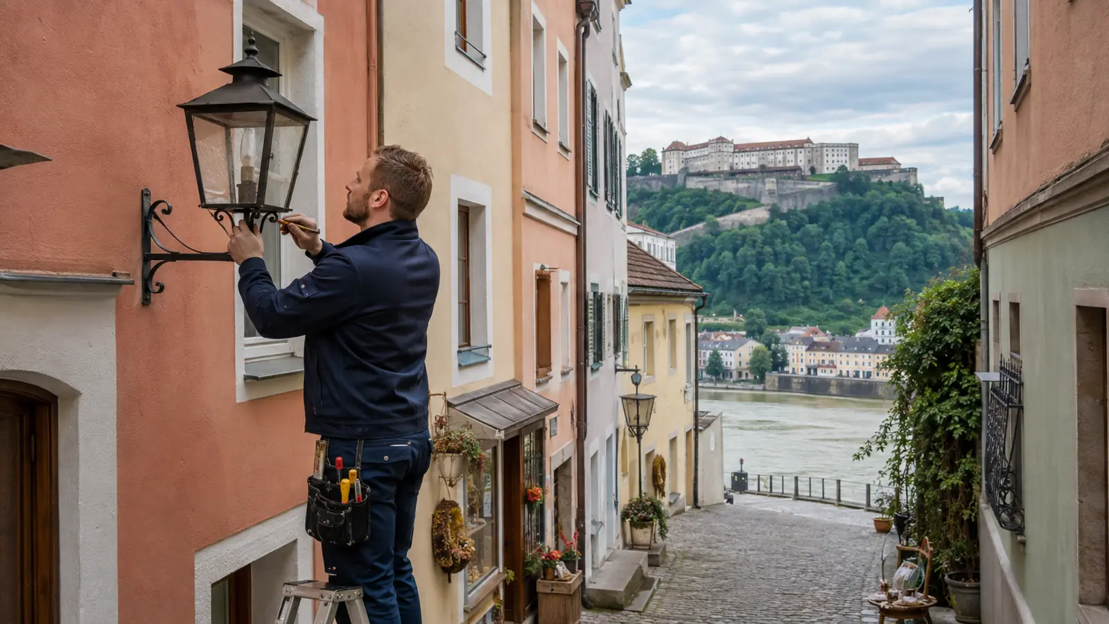 Elektriker-Notdienst in Passau bei der Störungssuche in einem Altbau in der Passauer Altstadt