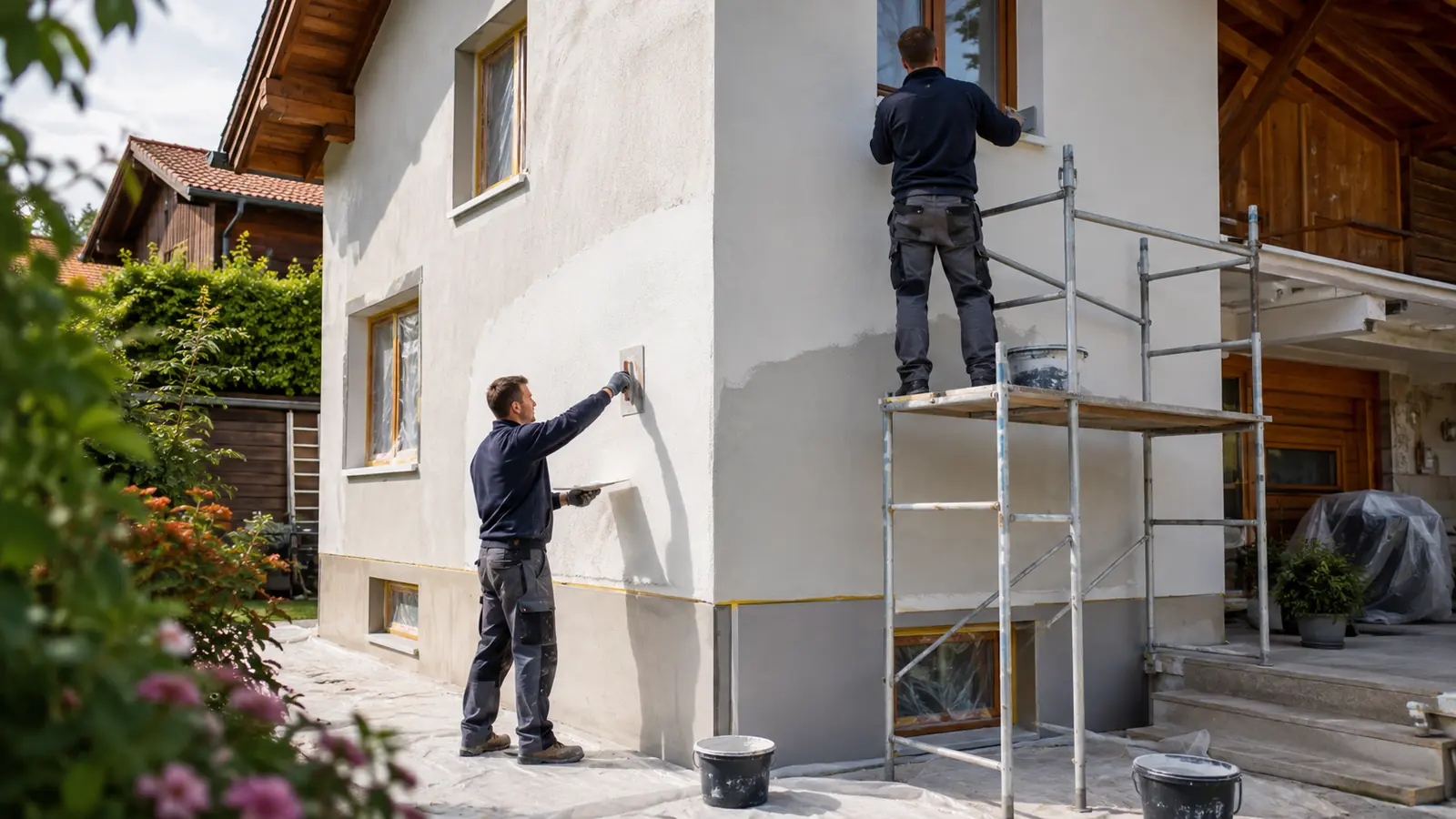 Arbeiten am Gebäude in Passau – Vorbereitung für die Montage einer Photovoltaikanlage