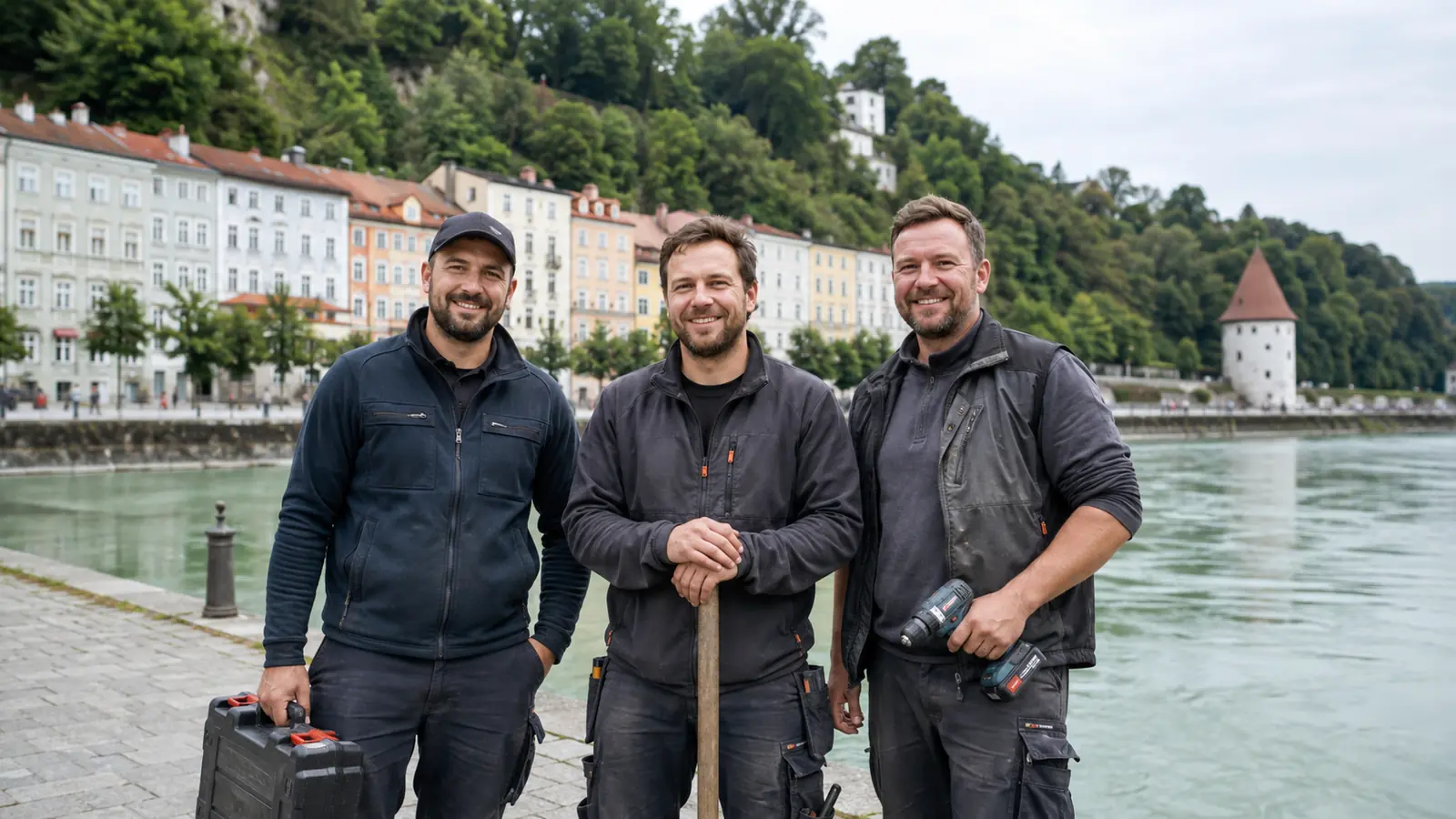 Das Team des Handwerksbetriebs in Passau an der Innpromenade in der Dreiflüssestadt Passau